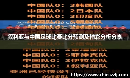 叙利亚与中国足球比赛比分预测及精彩分析分享